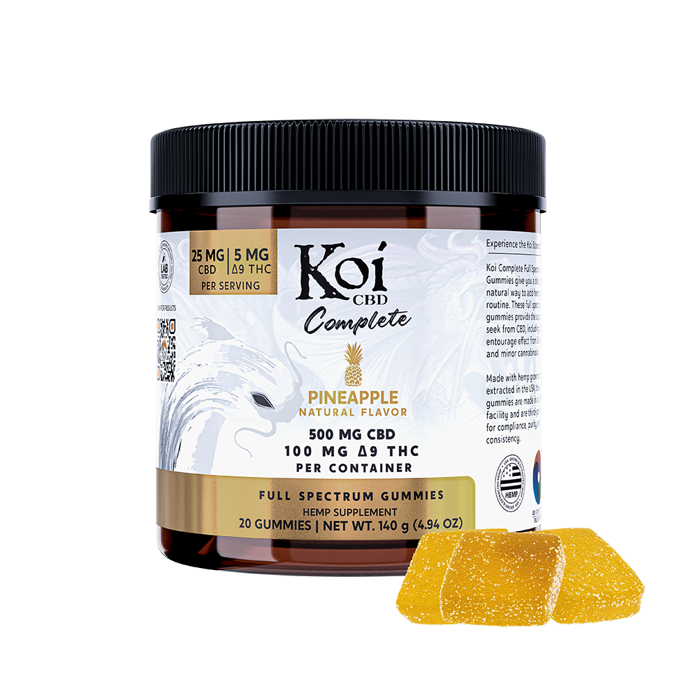 Koi 30 count Full Spectrum CBD and THC gummies in Pineapple