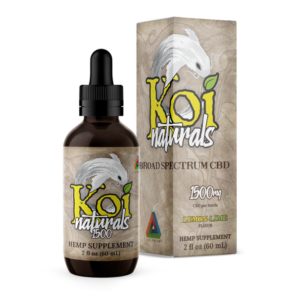 Koi Naturals Broad Spectrum CBD Tinctures in Lemon Lime with 1500 mg CBD