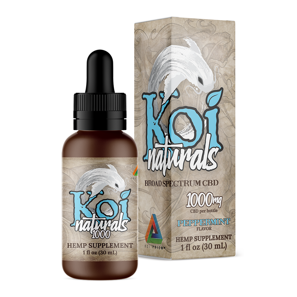 Koi Naturals Broad Spectrum CBD Tinctures in Peppermint with 1000 mg CBD