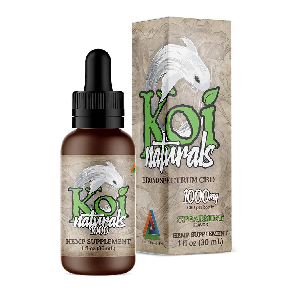 Koi Naturals Broad Spectrum CBD Tinctures in Spearmint with 1000 mg CBD